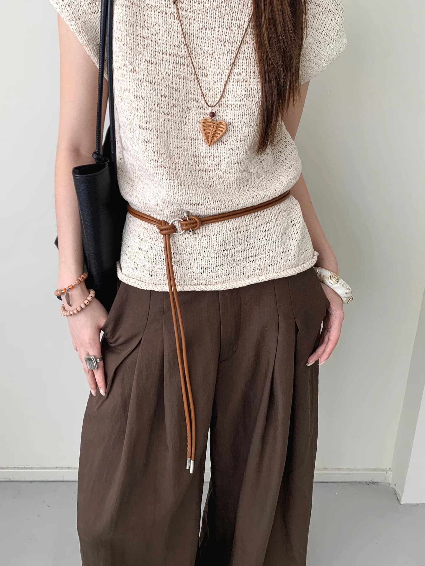 Old Money Style Vintage Soft Leather Knotted Waist Rope Belt Women's High-End Adjustable Metal Buckle Waist Chain