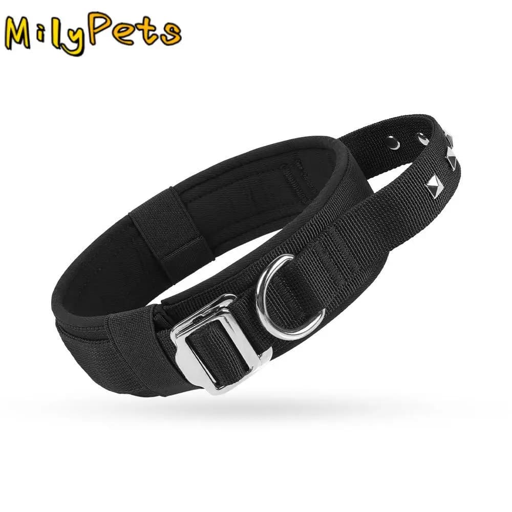 Durable Adjustable Dog Training Collar Breathable Heavy Duty Dog Rivet Collar Metal Buckle Pet Collar Leash Medium Large Dog