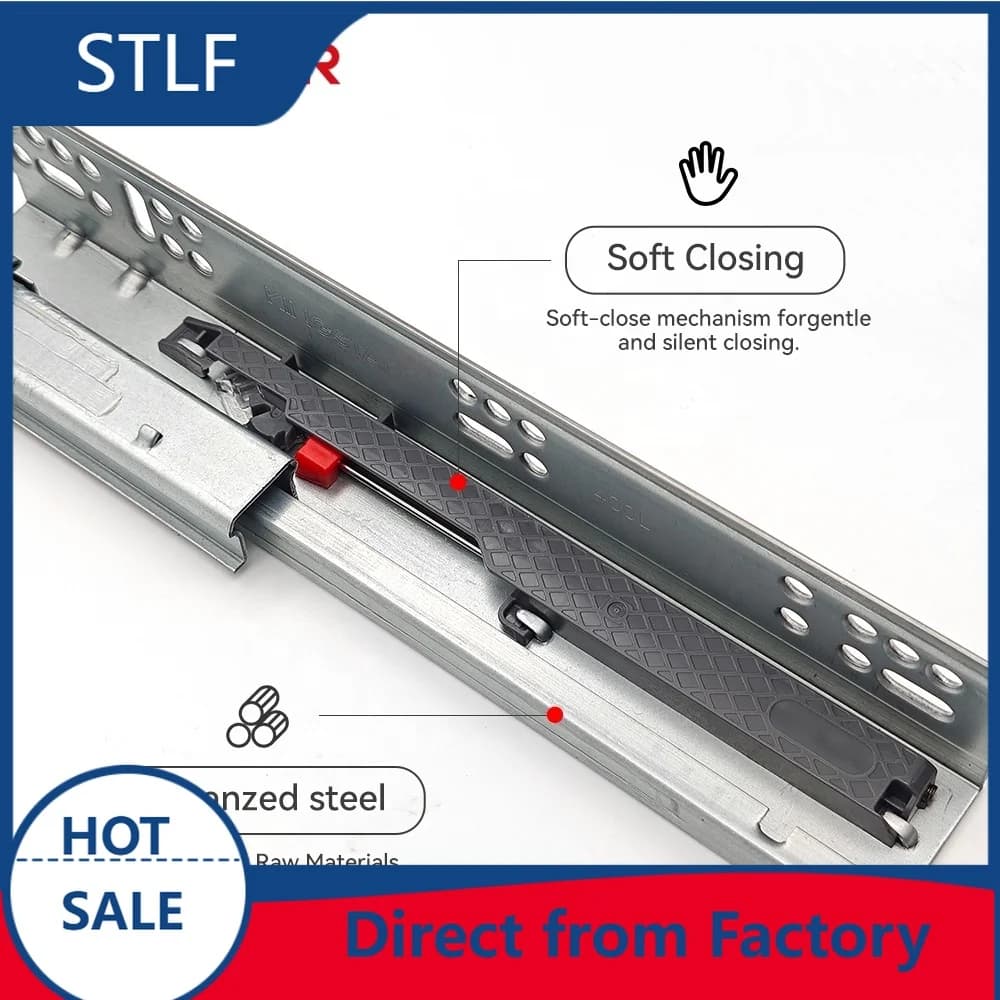 Guide per cassetti STLF 3D regolabili a chiusura ammortizzata in acciaio zincato, portata 35 kg, a scomparsa, per cucina, sala da pranzo, appartamento