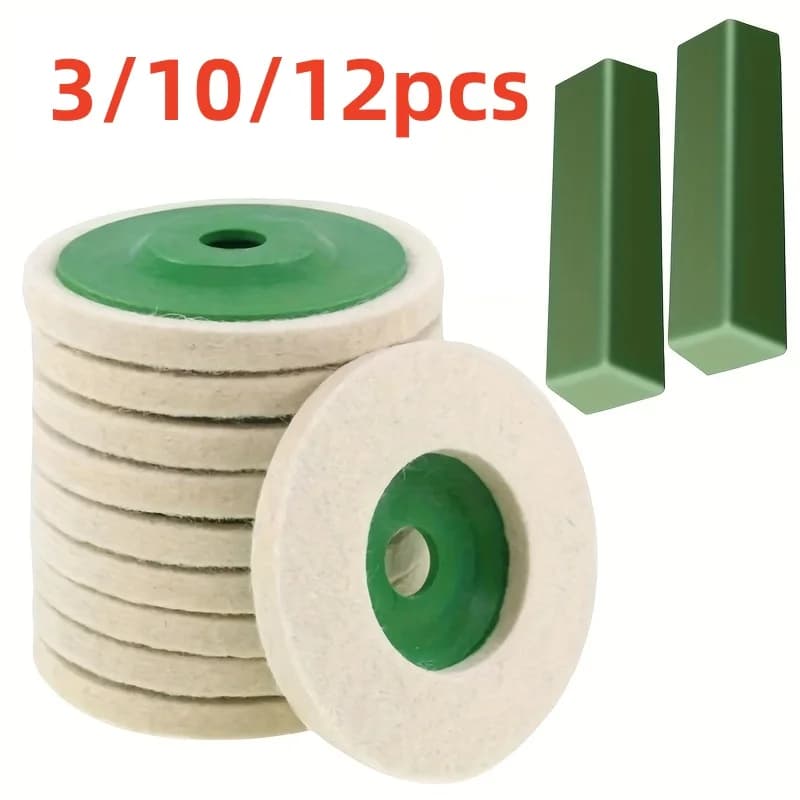 3-12 pcs 100mm Abrasive Shoe Shoe for Metal Rust Removal with 4" Industrial Wool Felt Wheel for Angle Grinding Machine