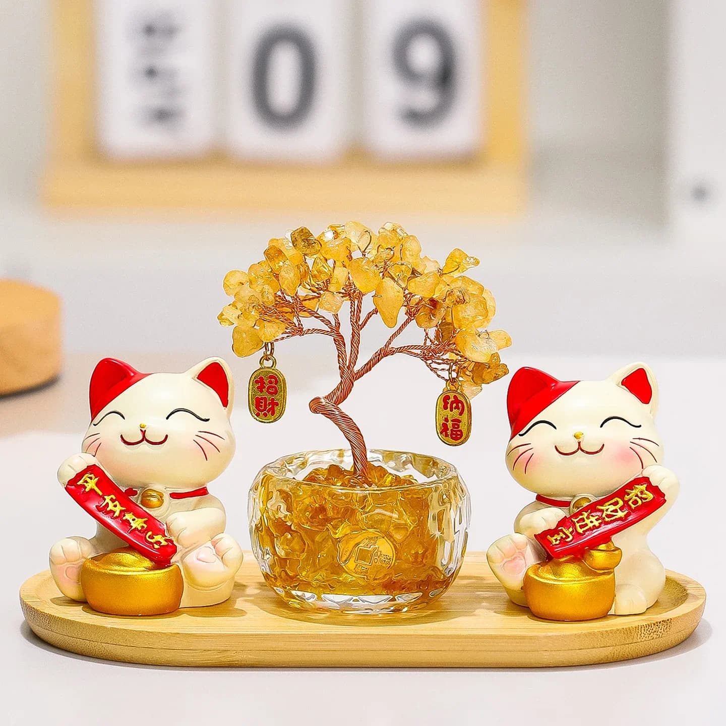 DSA Fortune Tree Living Room TV Cabinet Ornament Cartoon Cute Lucky Cat Office Desktop Ornament