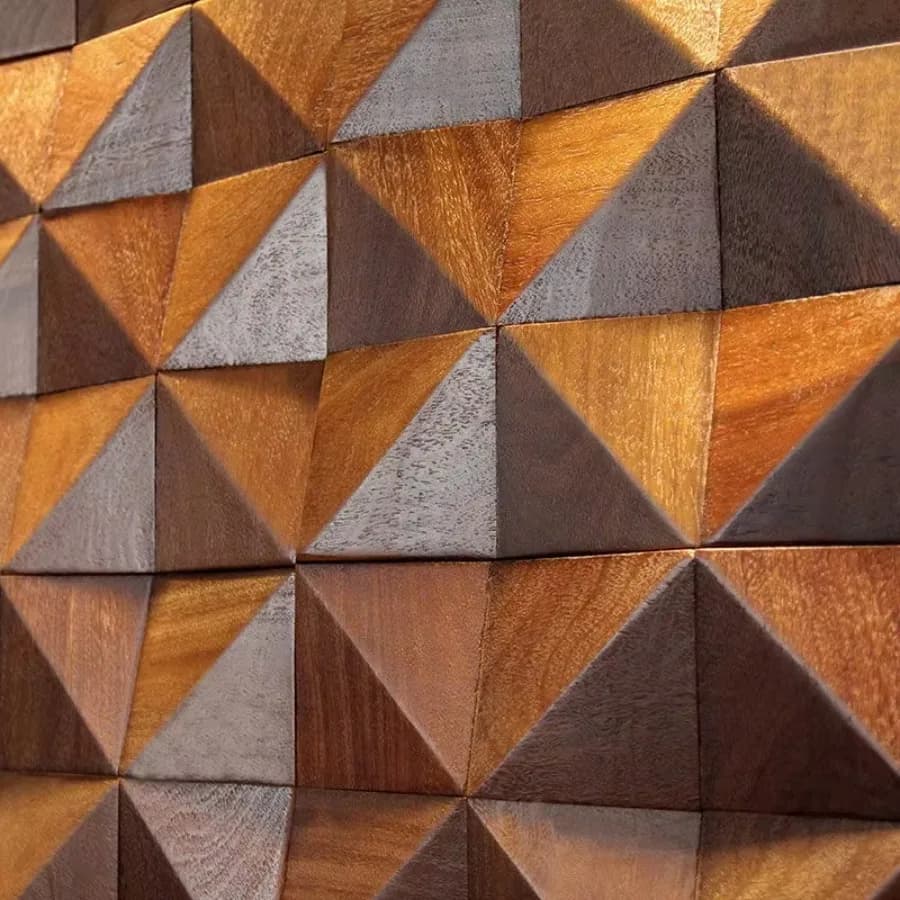Triangolo 3D in legno massello mosaico piastrella arte diffusore acustico pannello musica ristorante negozio d'arte sala video studio di registrazione decorazione della parete