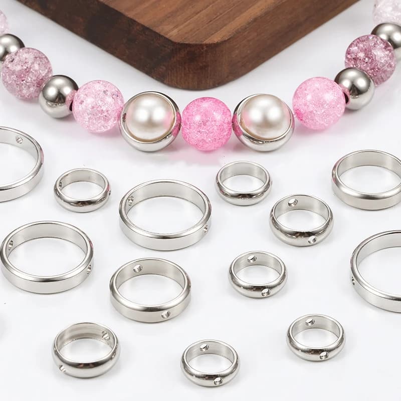 5 pezzi in acciaio inossidabile con doppio foro, perline distanziatrici, connettori a maglie per perline, orecchini fai da te, bracciale, collana, creazione di gioielli artigianali