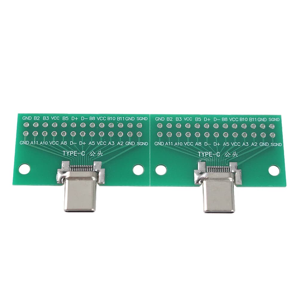 2PCS Type-C Male USB 3.1 Test PCB Board Adapter Type C 2.54mm Connector socket for data line cable
