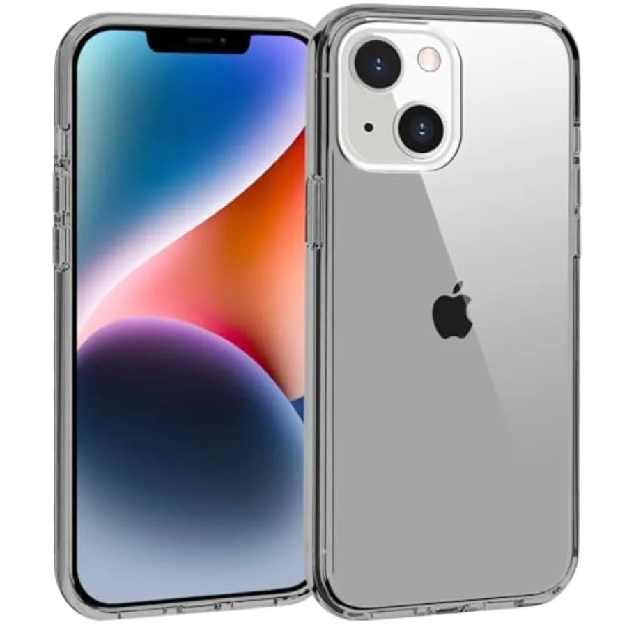 Phone Case Compatible with iPhone 13 iPhone 14, Gray Case Clear Shockproof Protective Bumper Slim Cover for 6.1 Inch