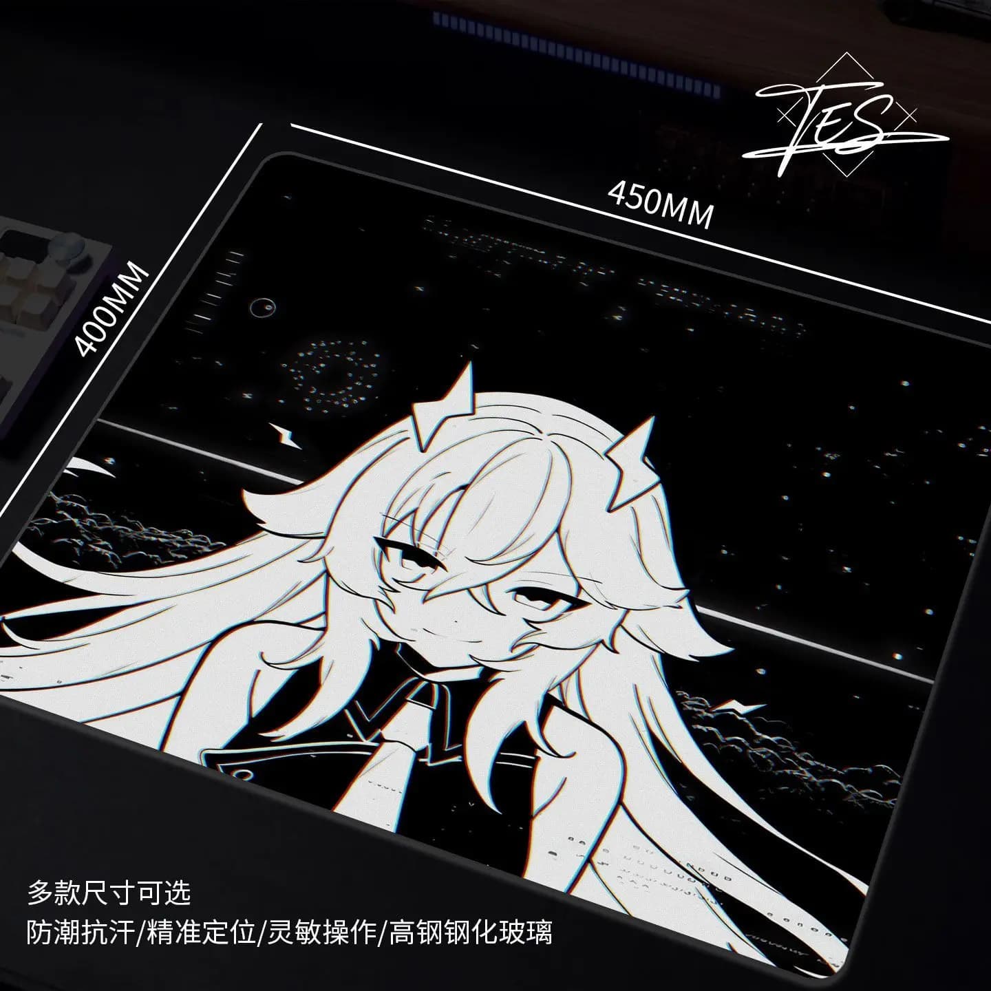 Japanese Anime COOL Girl Y2K Glass Gaming Mouse Pad Smooth Frosted Surface Desk Mat Tempered Upgrade FPS Office Mousepad Esports