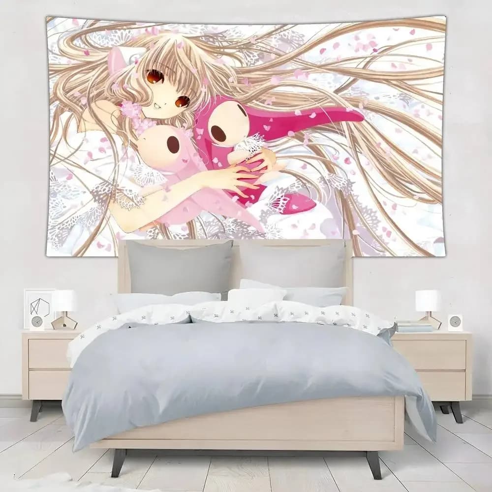Anime Chobits Cartoon Tapestry Wall Hanging Tapestry Art Deco Blanket Curtain Hanging At Home Bedroom Living Room Decor