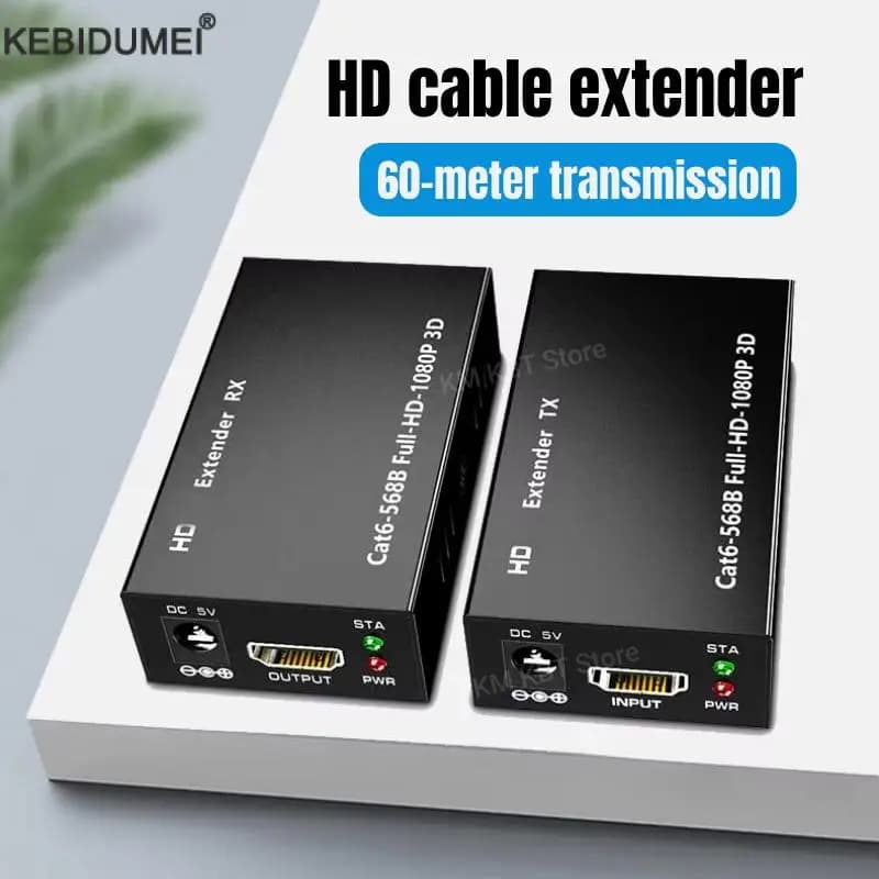 Extender HDMI 60M RJ45 Extender compatible HDMI Extender 1080P network via CAT5e CAT6 LAN Extender for PS4 laptop PC TV