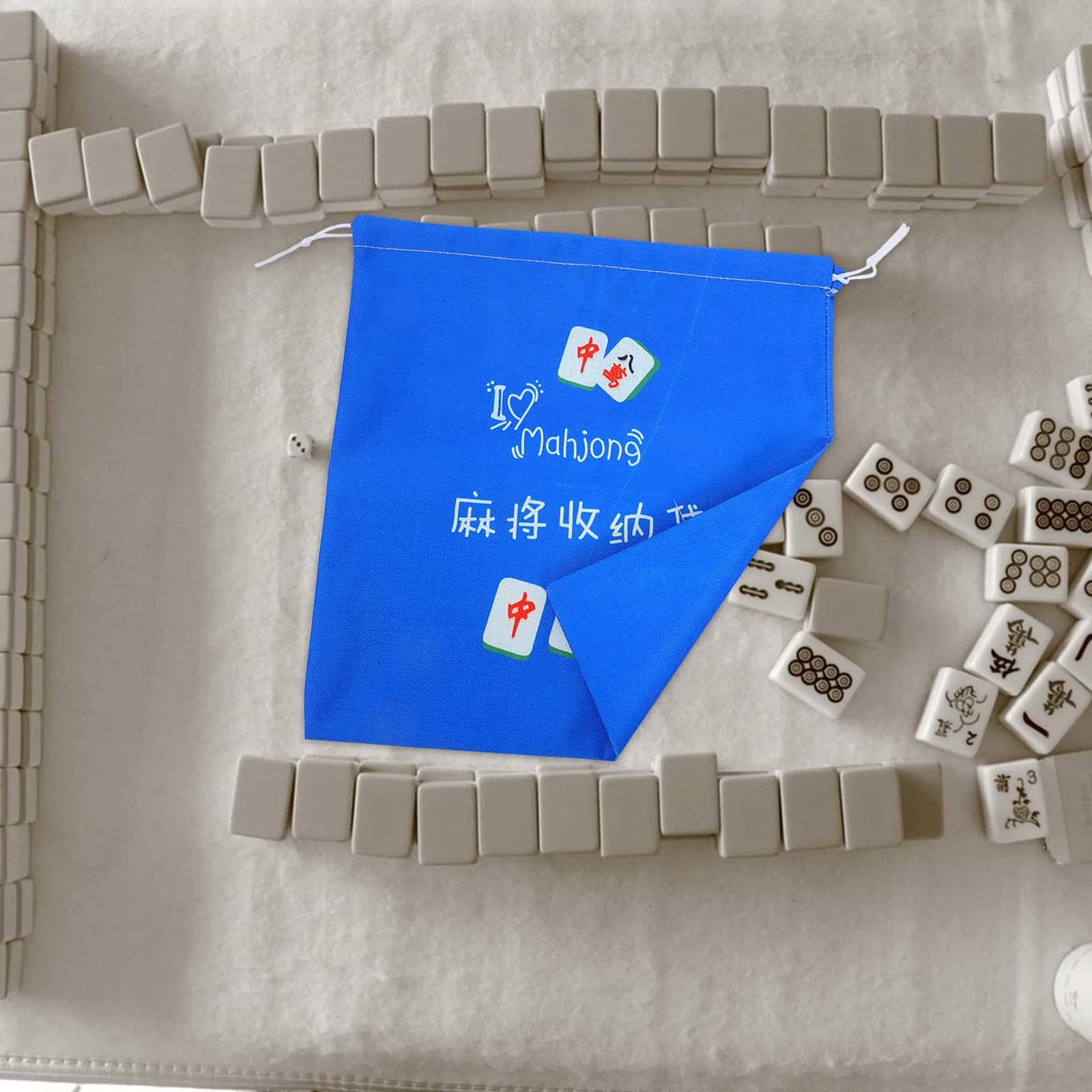 Mahjong Storage Bag High Capacity Drawstring Oxford Fabric Organizer Portable Lightweight Tile Protector