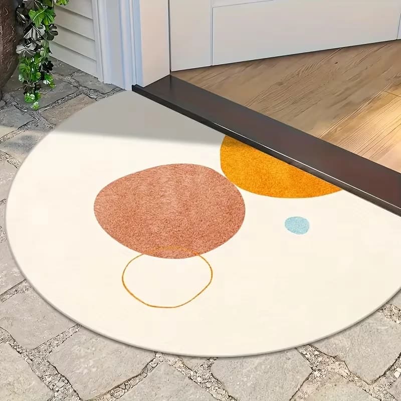 Tappeto d'ingresso semicircolare geometrico astratto minimalista, tappeto moderno antiscivolo morbido per porta d'ingresso