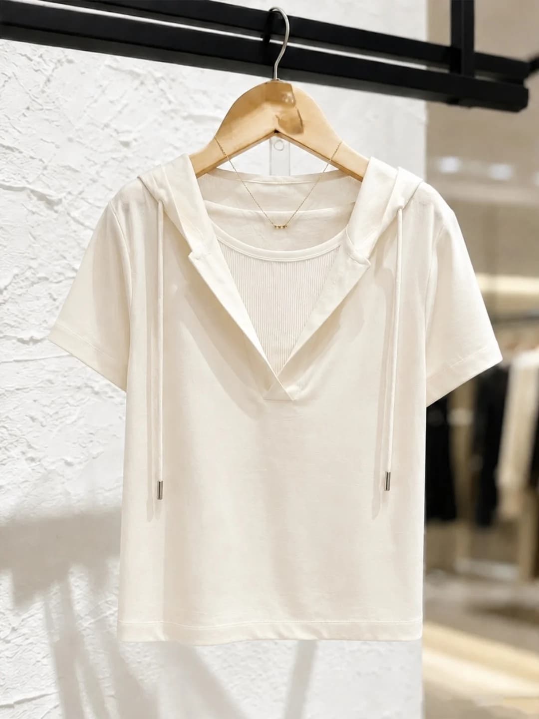 Trendy Summer Hat T-Shirt European Unique Short Sleeve Lazy Style Commute Versatile Top Korean Style Straight Cut Silk Material