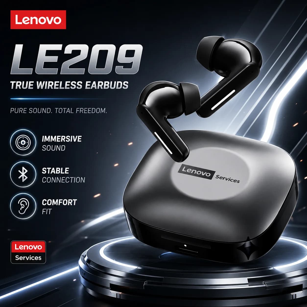 Original LenovoLE209 Wireless Bluetooth 6.0 Earphone Noise Reduction Sport HiFi Headphones Utra LongEndurance Gaming Headset NEW