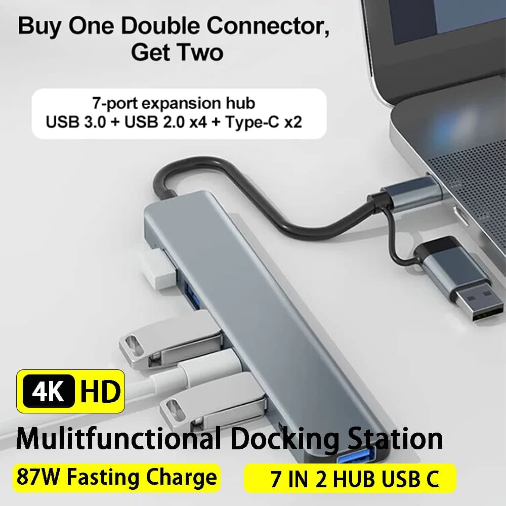 Hub USB C, Splitter Tipo C, Docking Station Thunderbolt 3, Adattatore per Laptop Compatibile HDMI per MacBook Air M1, iPad Pro, Hub USB