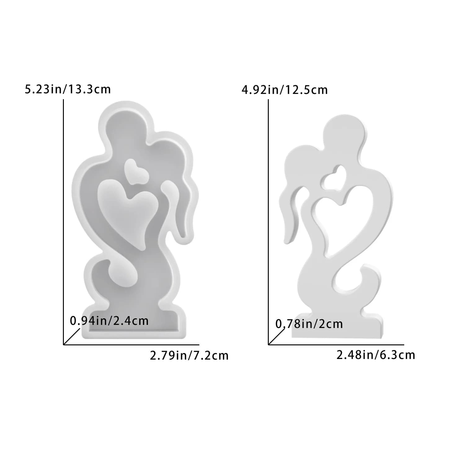 Stampo in Silicone a Forma di Cuore per Coppie, Decorazione da Tavolo Fai-da-Te, Stampo in Gesso per Coppie