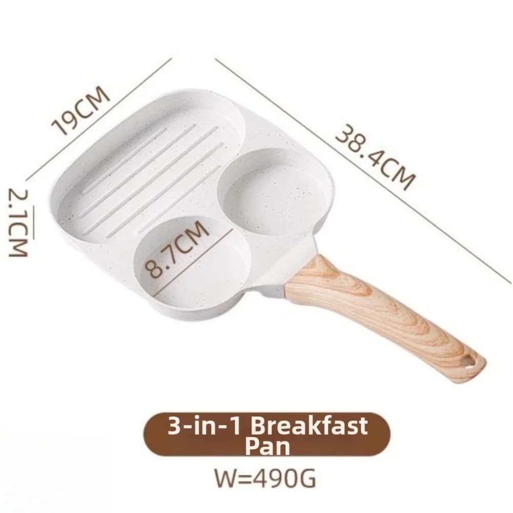 1 Piece 3 In 1 Nonstick Frying Pan Aluminum Alloy Breakfast Omelette Egg Steak Pancake Skillet For Gas Induction Electric Stove