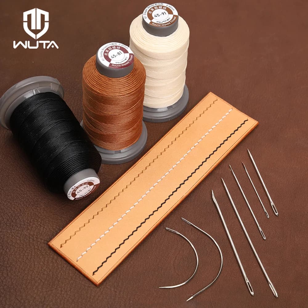 WUTA Needle and Thread Kit Leather Round Waxed Thread Hand Sewing Upholstery Cord for DIY Craft Stitching Canvas Bag Sofa Repair