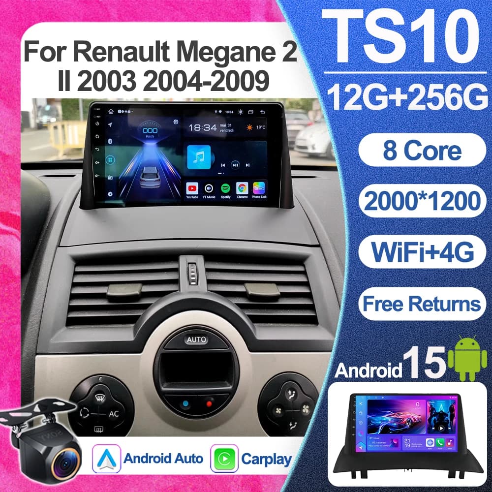 Android 16 per Renault Megane 2 II 2003 2004-2009 Lettore Multimediale Video GPS Wireless Carplay Auto DSP Stereo DVD WiFi 5G RDS