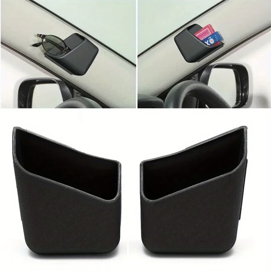 2-piece Car Storage Boxes - Pocket Supports for ABS resin adhesive vehicles for mobile phones, cards, glasses