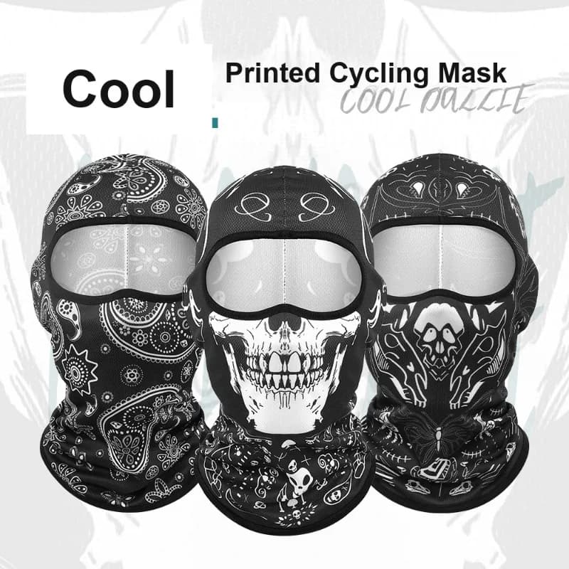 Motorcycle Riding Face Mask Helmet Liner with Breathable Mesh Funny Skeleton Printed Full Face Cover for Motorcycle Riding