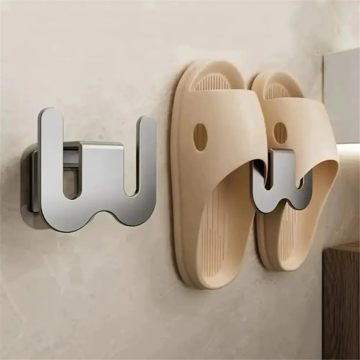 AT33 Non Perforated Shoe Storage Rack Bathroom Door with Drainage on the Back Wall Bathroom Slipper Rack Wall Mounted Hook