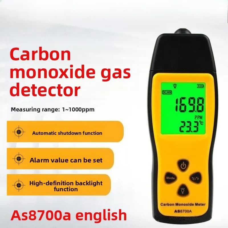 Rilevatore di monossido di carbonio AS8700A, allarme perdite CO, tester per rilevamento fughe di gas