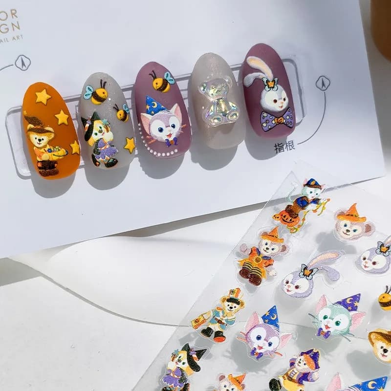 1 Pezzo Adesivi per Unghie 5D Disney StellaLou Judy, Accessori Autoadesivi per Nail Art, Simpatici Personaggi Cartoon Mickey Minnie Sirenetta