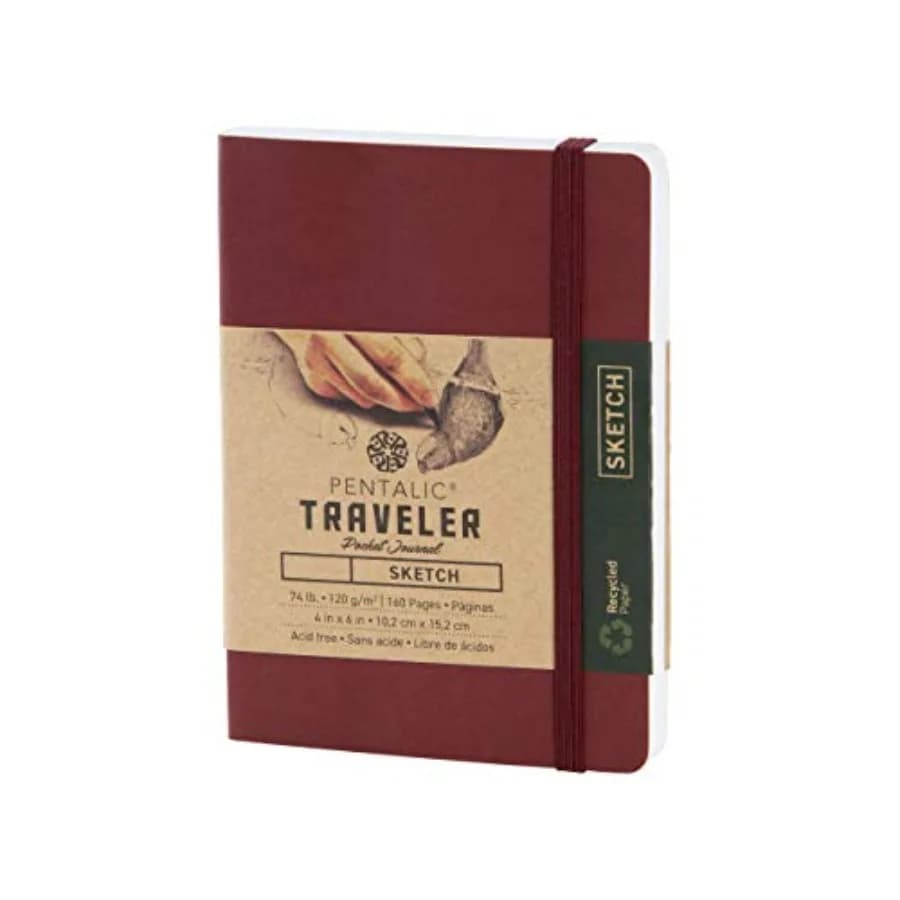 4" x 6" Pocket Sketchbook Traveler Journal, 160 Pages, Burgundy