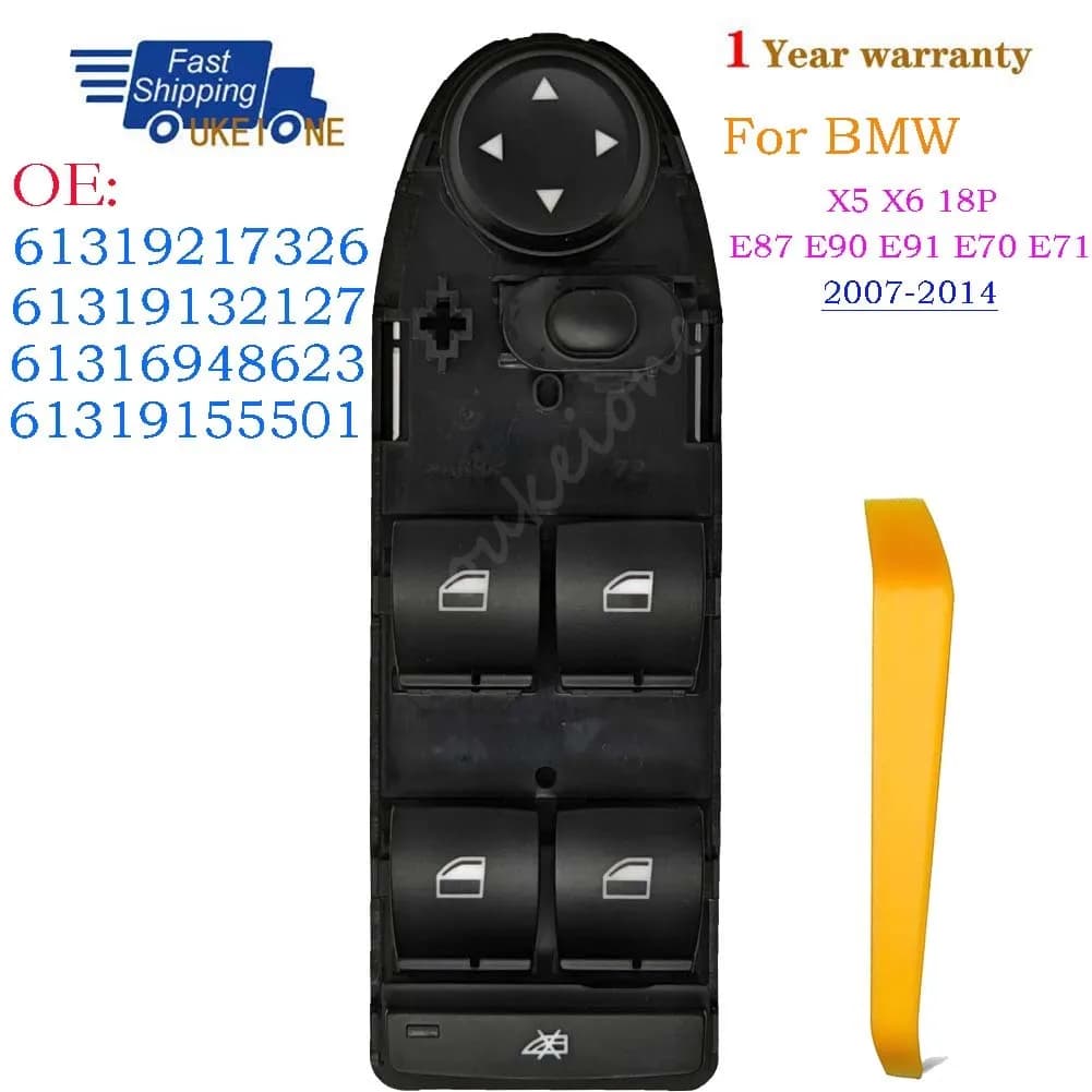 61319155501 61316948623 Per BMW X5 X6 E87 E90 E91 E70 E71 18P 2007-2014 Master Driver Finestra Laterale Interruttore di Alimentazione Accessori Auto