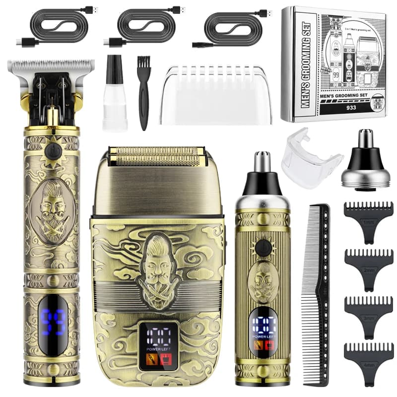 Resuxi new Digital LCD Display Professional Toiletry Set Haircuts Male's nose razor alternative Set 3 pieces