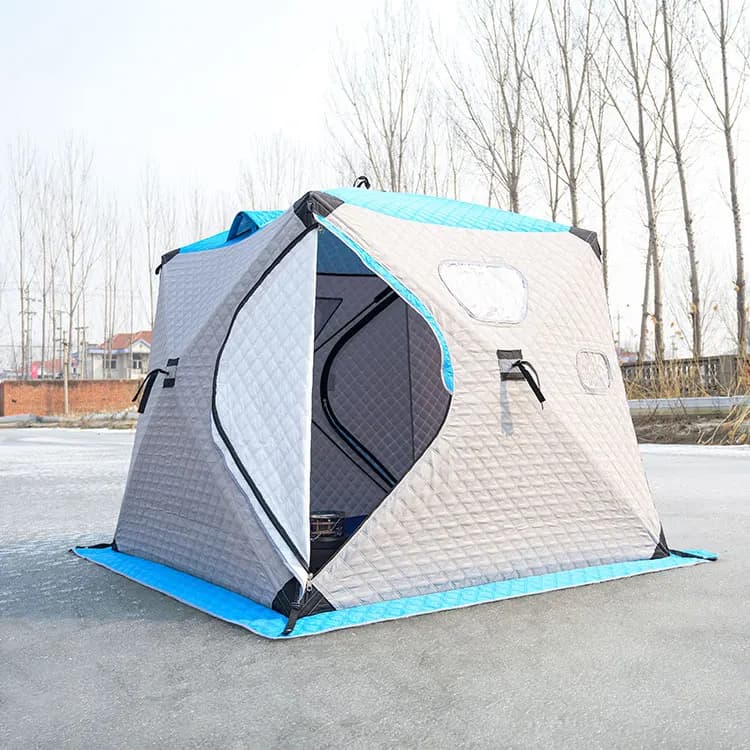 Tenda da Campeggio Portatile Impermeabile Imbottita Automatica Pop-up per Pesca Invernale e Campeggio con Stufa