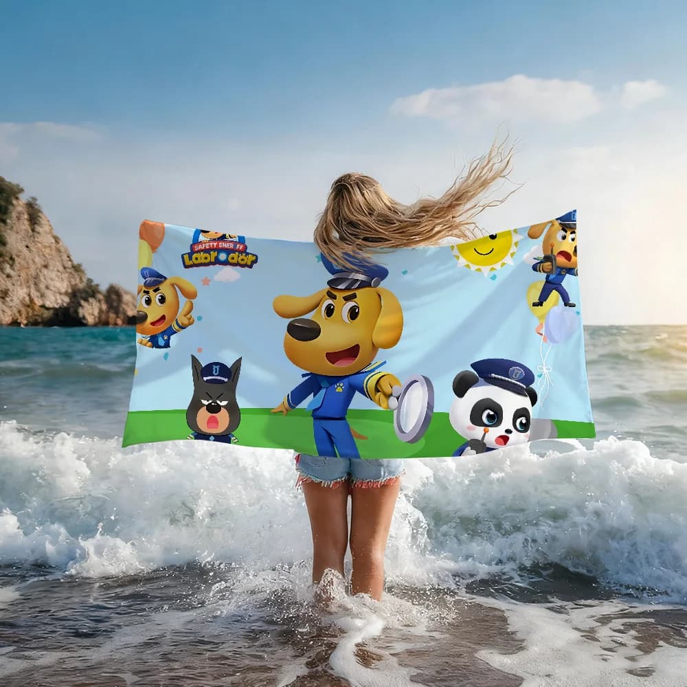 Asciugamano Cartoon S-Safety-Sheriff Labrador-S per doccia, sauna, viaggio, spa, accessori da palestra, ad asciugatura rapida, morbidi e grandi asciugamani da spiaggia