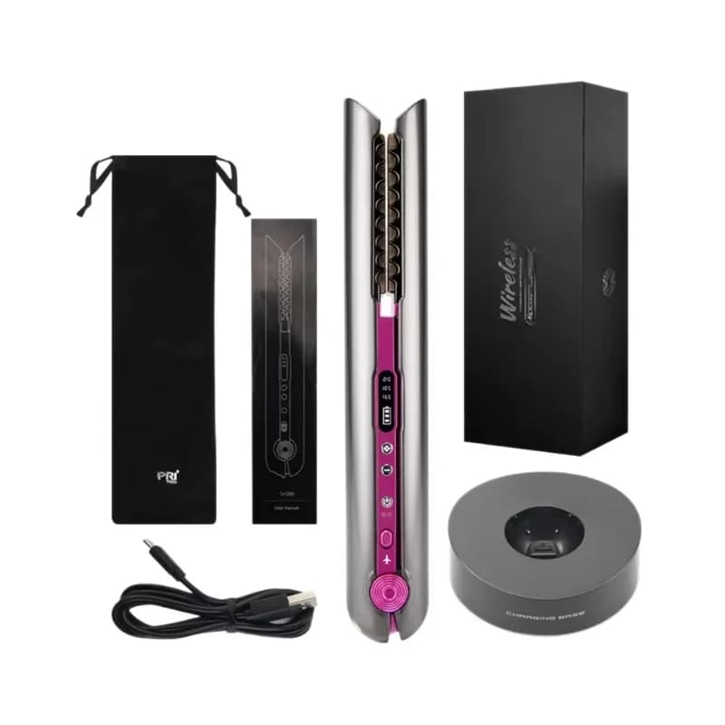 laAlla moda la Professional hair plate 2 in 1 and hair curler, mini wireless portable appliances for hair care and styling