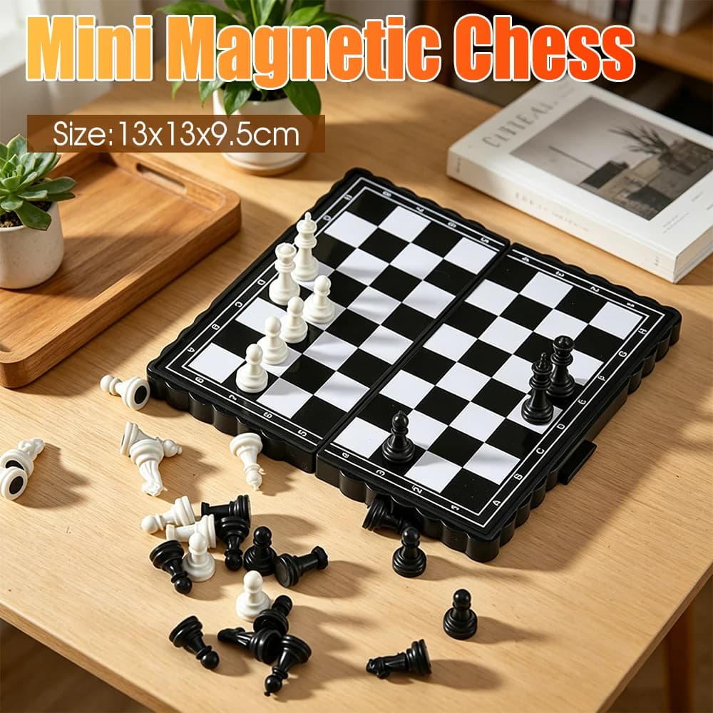 Super Mini Chess Game Portable Magnetic Chess Set Small Folding Chessboard Board Game Outdoor Travel Camping Fun Family Game