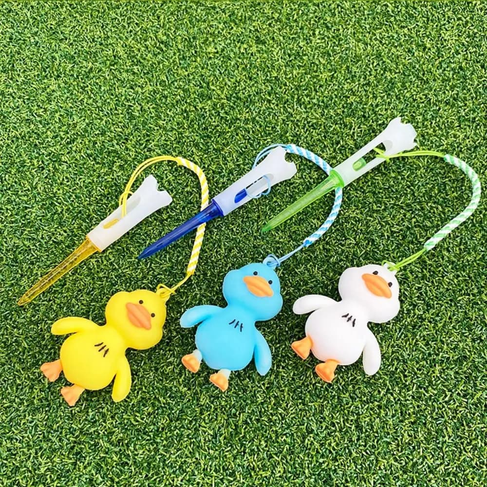 Plastic Cartoon Golf Rubber Tee Recyclable Replacement Duck Golf Tee Anti-loss Ball Holder Golf Novelty Shape Tee