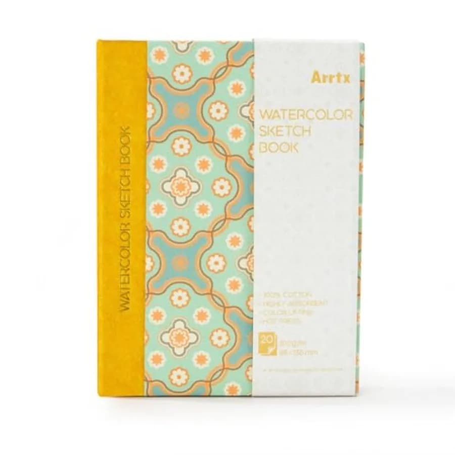 Watercolor Sketchbook, 100% Cotton Acid-Free 140lb/300gsm Hot Press Hardcover Watercolor Journal Notebook, 20 Sheets 5.35 x 3.8