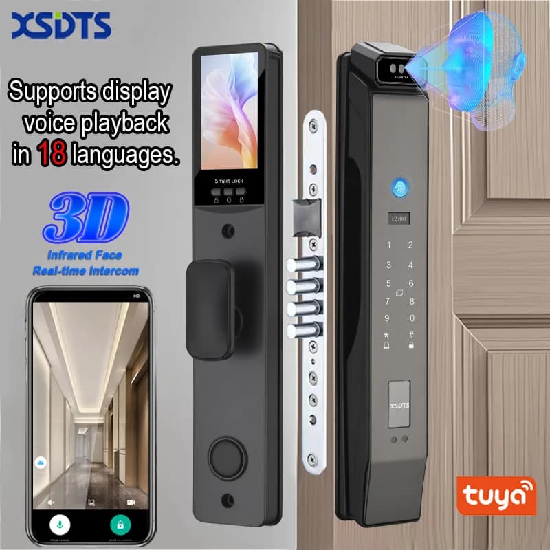 3D Face Real-time Intercom Smart Door Lock Palmar vein Fingerprint Password Biometric Electronic Key Unlock Exclusive for Israel