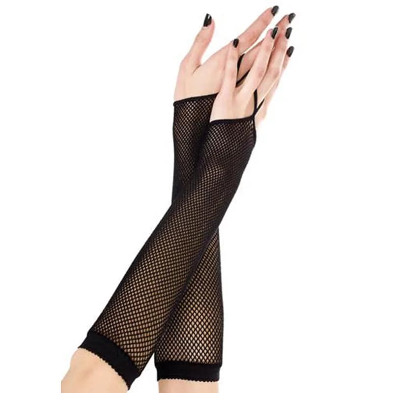 Women's Long Black Network Gloves New Summer Gloves with Network Cava Solar Protection Gothic Girl Punk Rock Guide Arm Anti-slip Sleeve