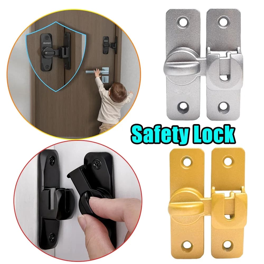 Serratura per Porta Scorrevole a 90/180 Gradi, Chiusura di Sicurezza Antifurto per Casa e Bambini