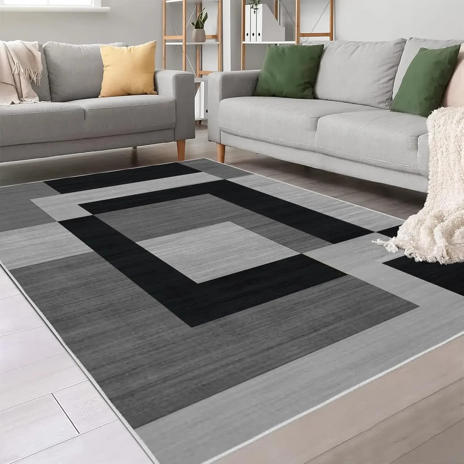 VIKAMA Tappeto da soggiorno in stile geometrico, divano durevole e antiscivolo, tappeto da tavolino, tappetino per camera da letto, decorazione per la casa