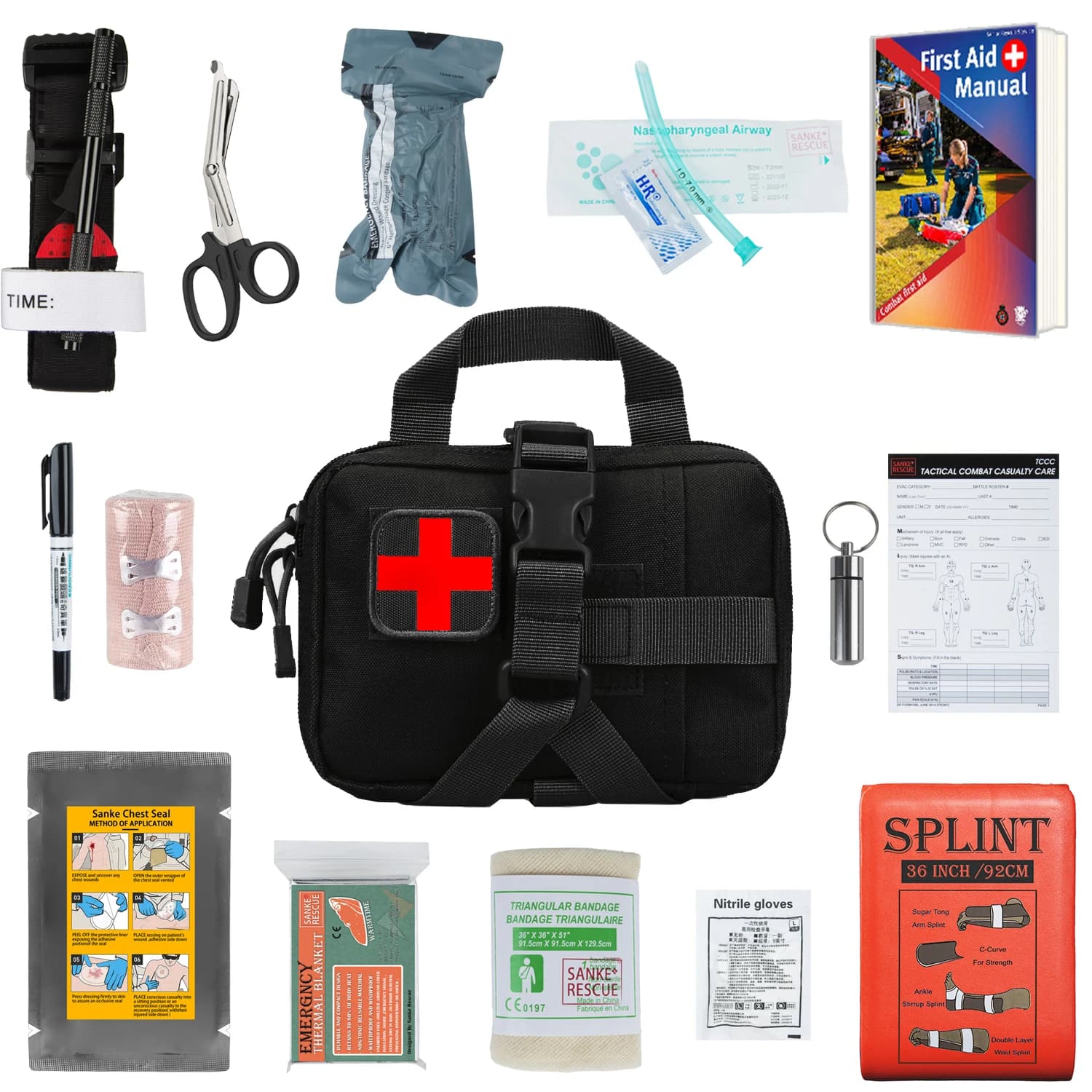 IFAK Trauma Kit Custodia medica di primo soccorso Laccio emostatico di emergenza Guarnizione toracica Attrezzatura di sopravvivenza con Molle Auto Viaggi Escursionismo