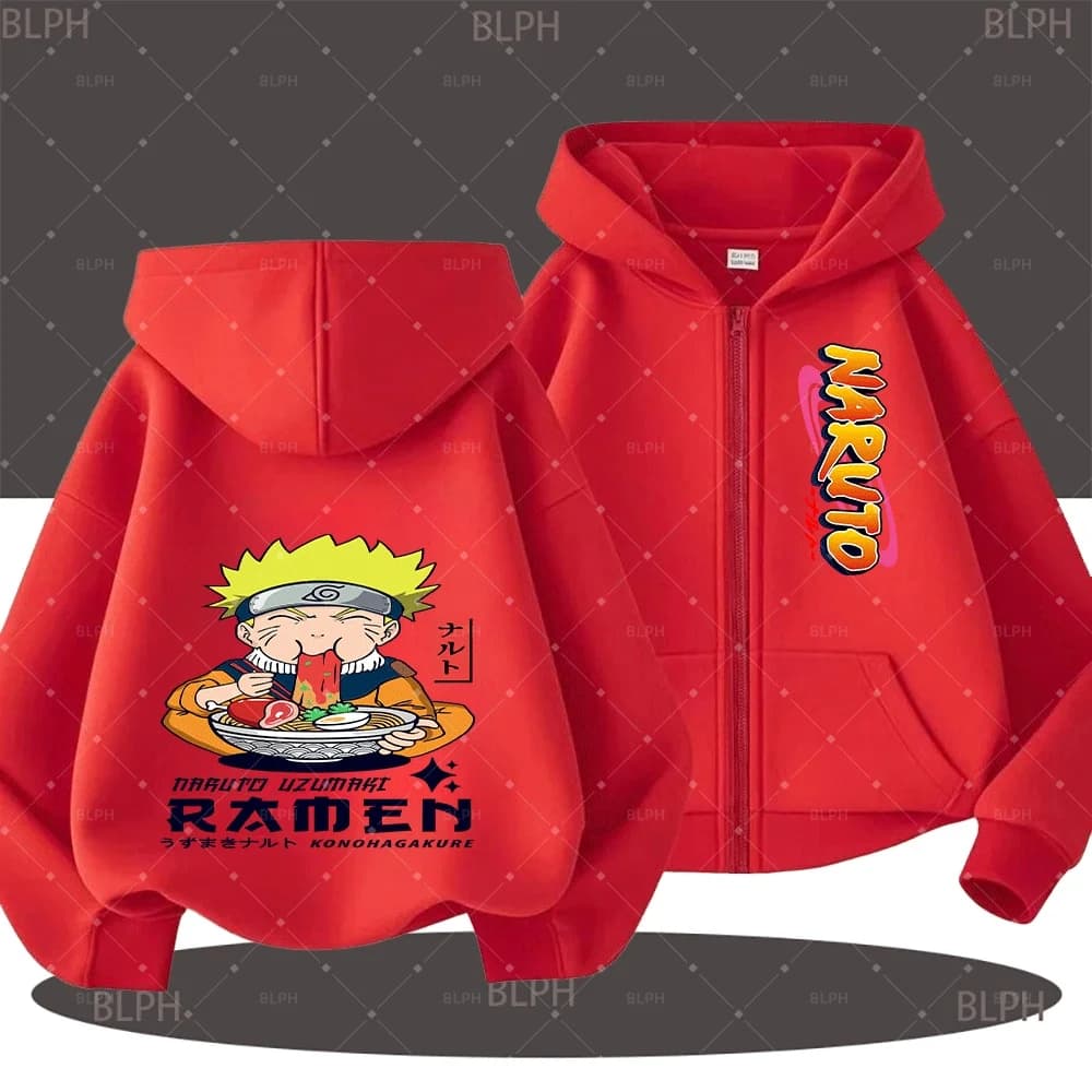 Simpatiche felpe con cappuccio con cerniera per coppie con stampa Naruto Uzumaki Ramen, felpe con cappuccio a maniche lunghe casual alla moda per me