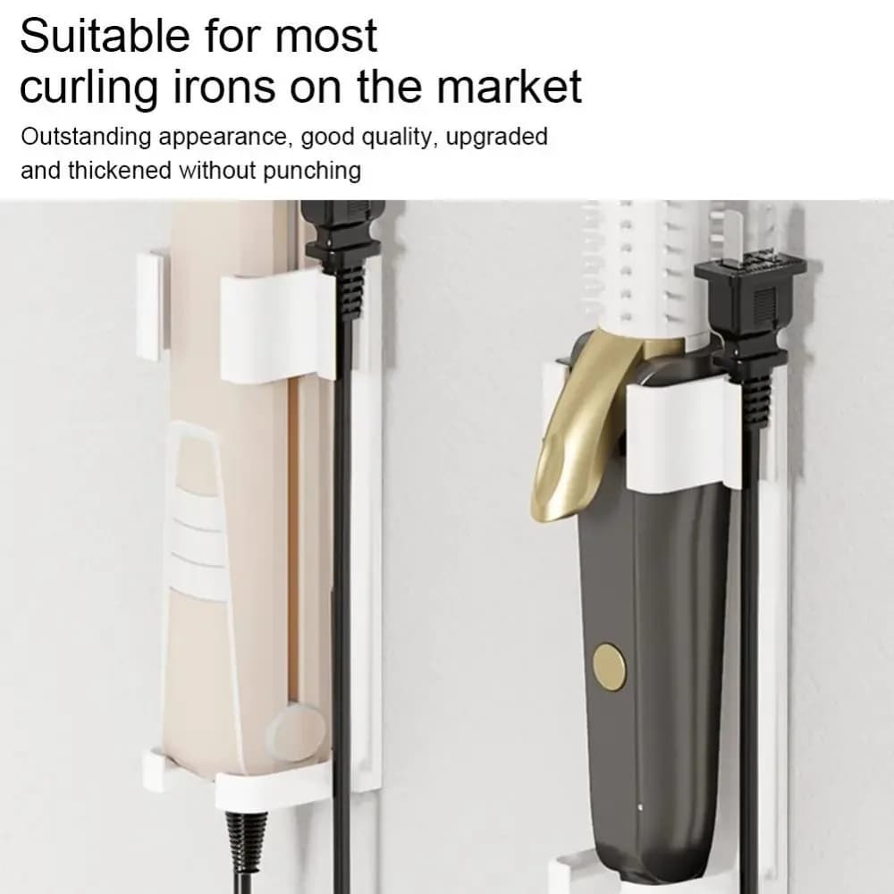 Iron Aluminum Curly Hair Sticks Holder Durable Waterproof Hair Straightener Storage Rack Moisture-proof with Double-sided Tape