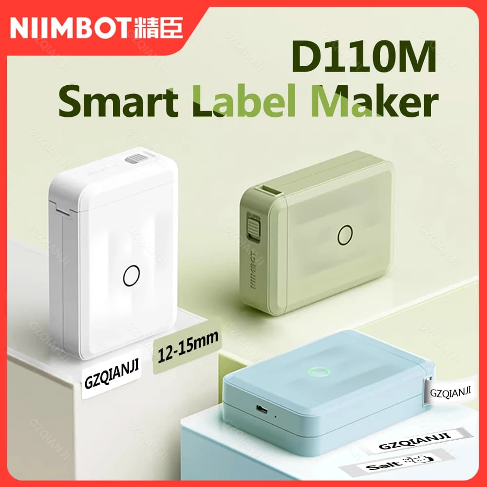 Niimbot D110 Smart Portable Label Printer Mini Pocket Thermal Sticker Maker Self-adhesive Label Cards for Home Use in Office