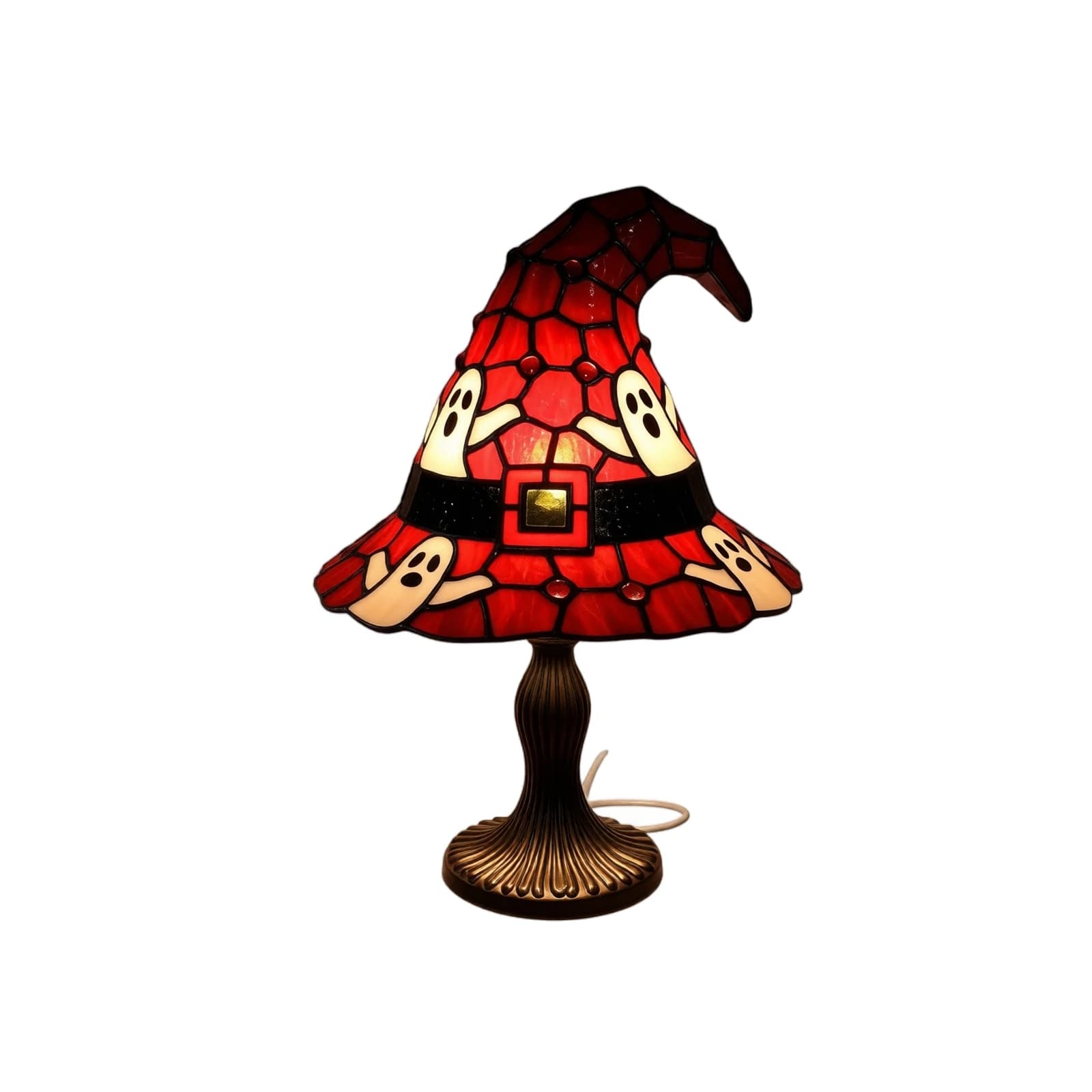 Stained Glass Witch Hat Lamp USB Powered Creative Table Lamp Night Light For Living Room Home Bedroom Decoration Halloween