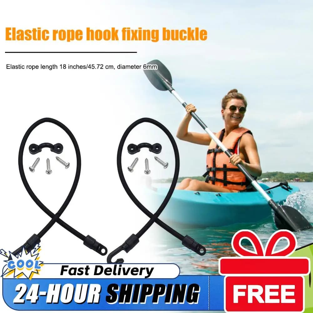 Supporto per Canna da Pesca per Barca, Set di Ganci con Corda Elastica Portatile, Connettore per Montaggio su Ponte per Kayak e Imbarcazioni Marine