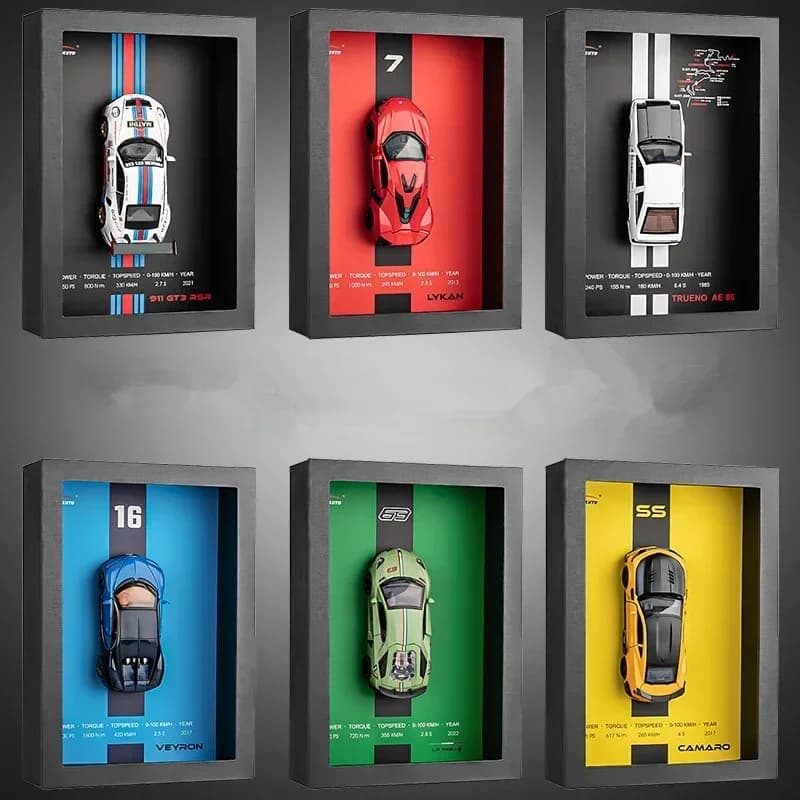 1:32 Cornice per foto Versione Lega di metallo Modello di auto sportiva Simulazione Auto da corsa 3D Collezione di dipinti appesi Regali per bambini Decorazione