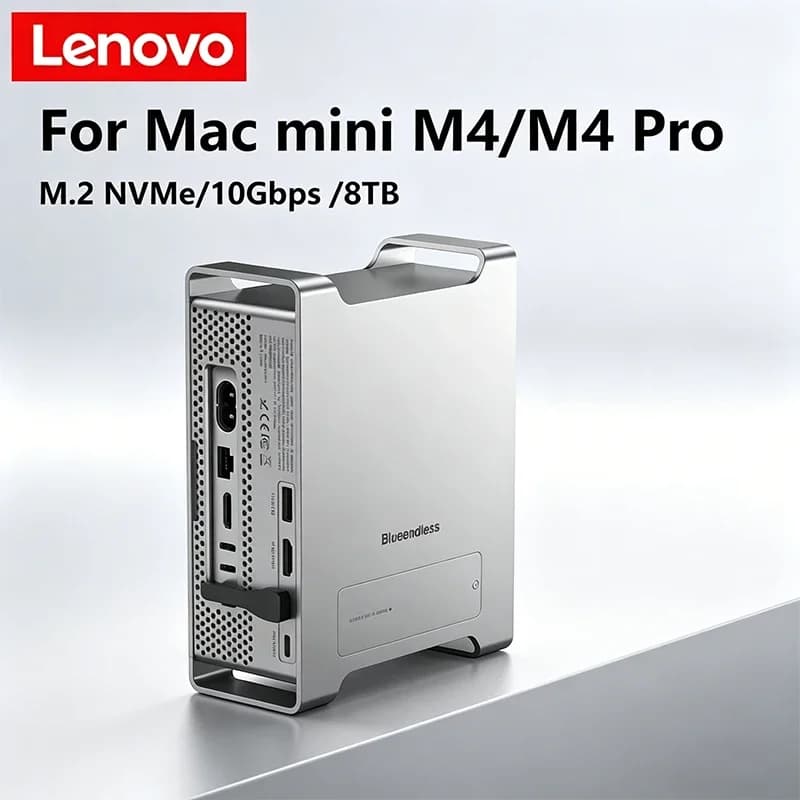 Docking Station SSD Lenovo 2026 per MAC Mini M4/M4 Pro con Enclosure SSD M.2 NVMe, HDMI 4K/60HZ, SD4.0, TF4.0, Hub USB-C 10Gbps
