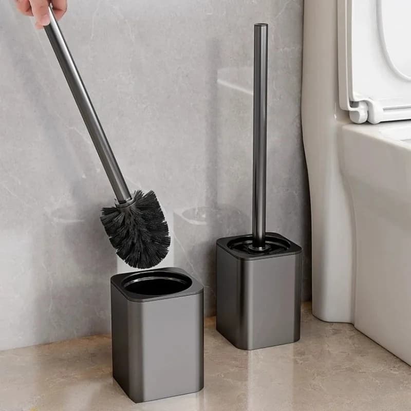 Scopino per WC di lusso con guscio in metallo Porta scopino per WC a parete Nessun angolo morto Strumenti per la pulizia della casa Accessori per il bagno