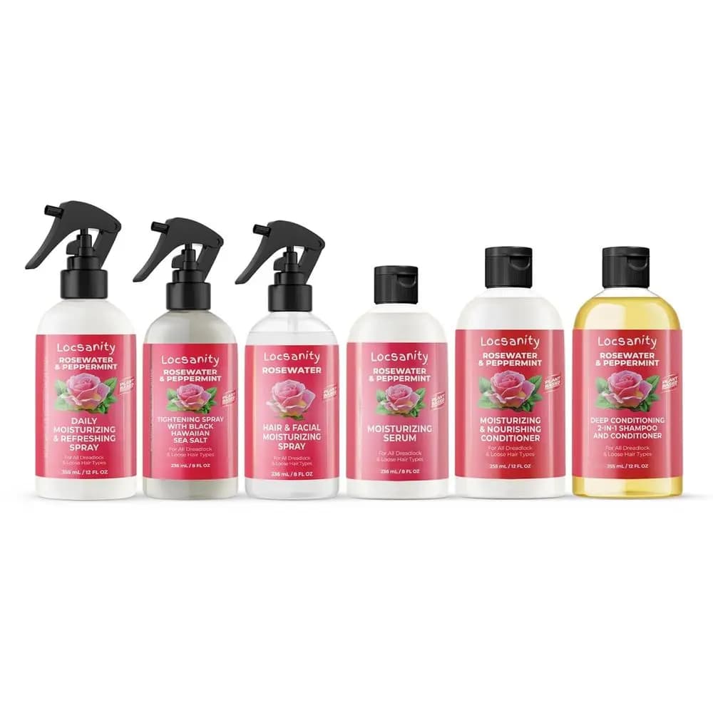 Set di Spray Idratante Quotidiano, Shampoo e Balsamo per Locs, Sisterlocks e Microlocks - Kit per la Cura dei Capelli Naturali