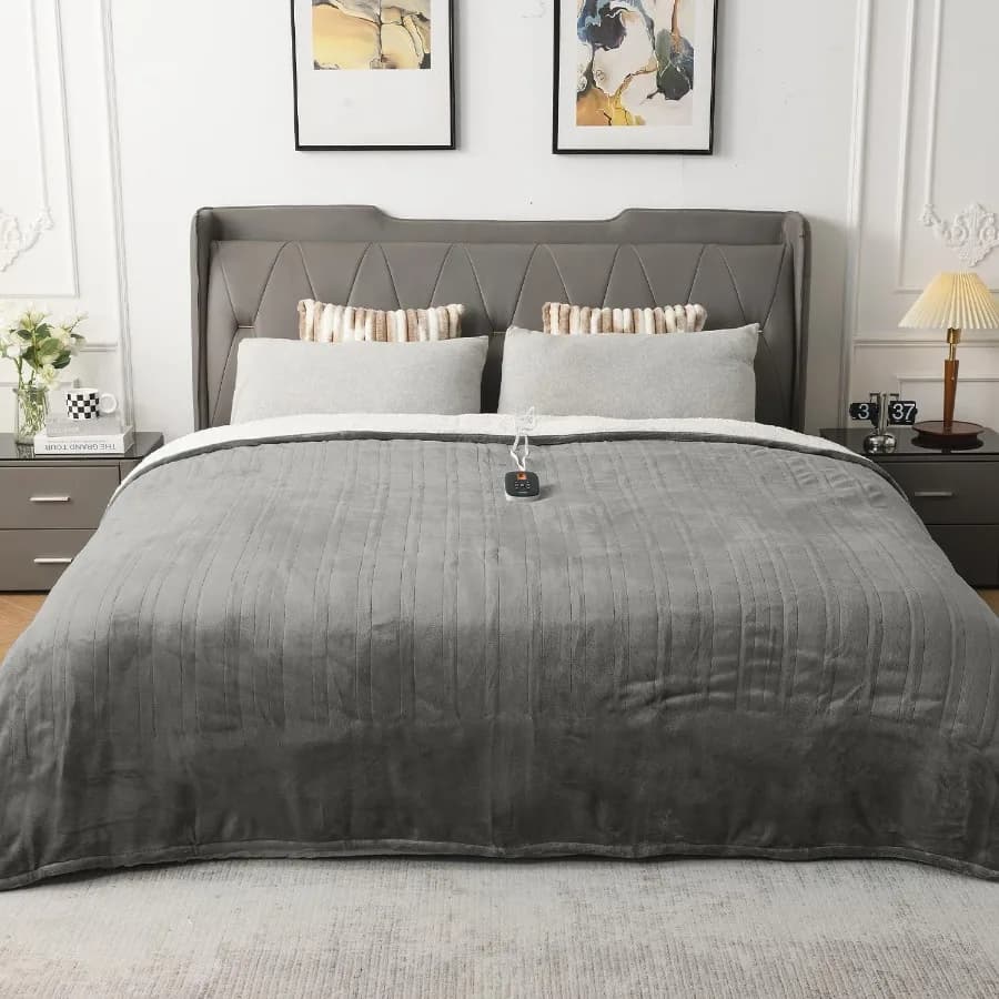 Coperta riscaldata Coperta doppia in morbida flanella a riscaldamento rapido con opzione multicolore 62"x 84" 10 livelli di riscaldamento e 0,5-12H